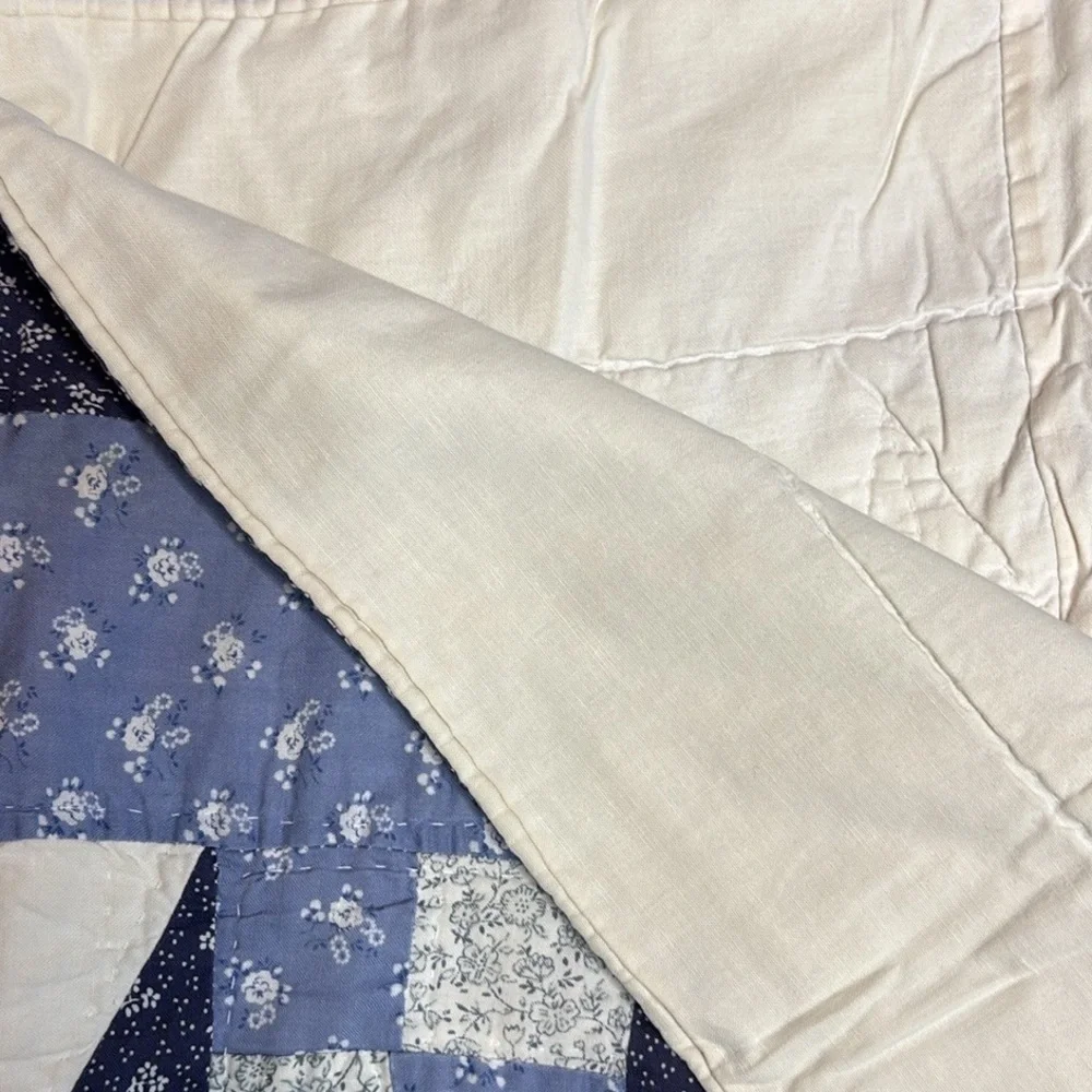 Vintage Quilt Patchwork Vintage Pattern Star Hand Crafted Handmade Blue White